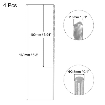 Harfington Uxcell 2.5mm Twist Drill Bits, High-Speed Steel Extra Long Drill Bit 160mm Length 4pcs