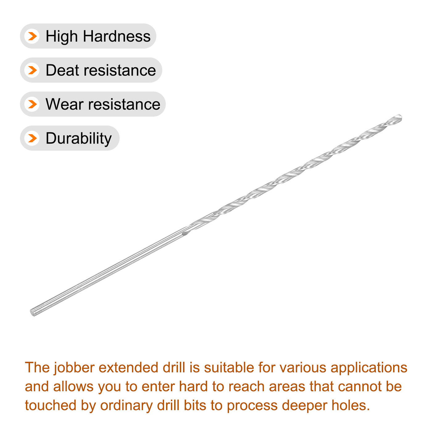 uxcell Uxcell 3mm Twist Drill Bits, High-Speed Steel Extra Long Drill Bit 160mm Length 4pcs