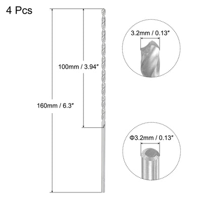 Harfington Uxcell 3.2mm Twist Drill Bits, High-Speed Steel Extra Long Drill Bit 160mm Length 4pcs