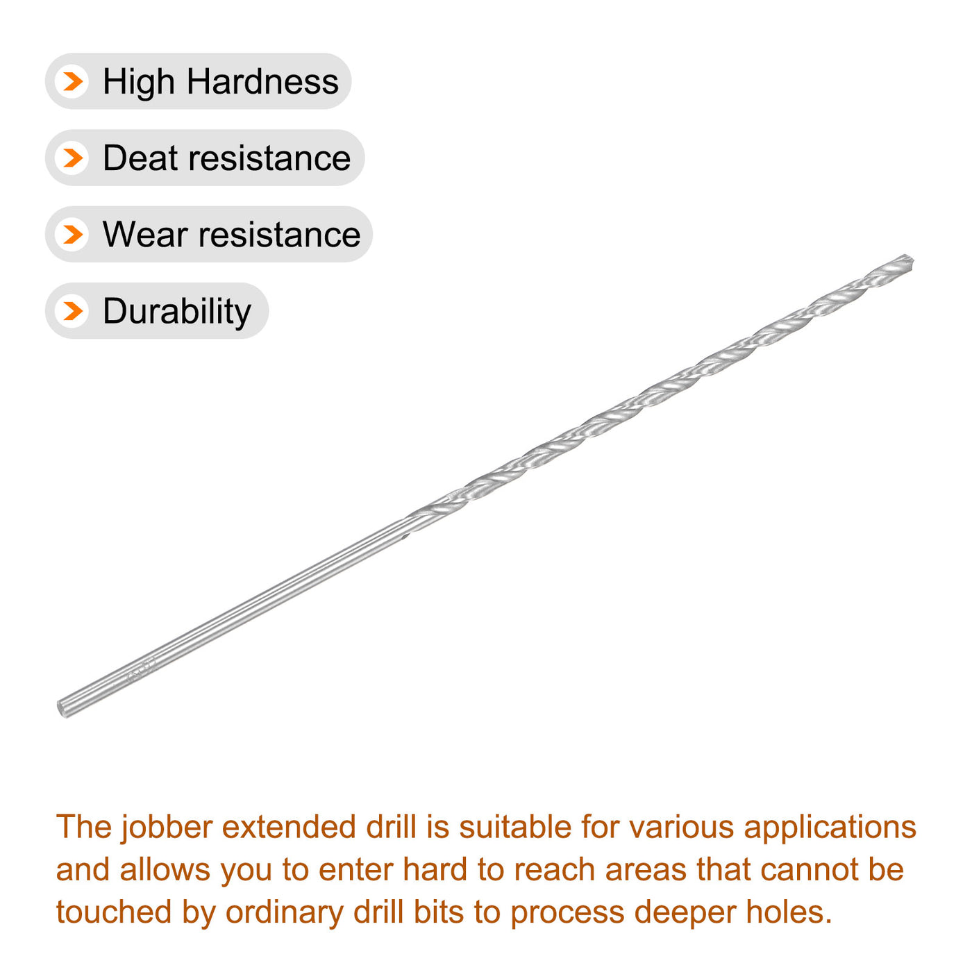 uxcell Uxcell 3.2mm Twist Drill Bits, High-Speed Steel Extra Long Drill Bit 160mm Length 4pcs