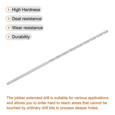 Harfington Uxcell 3.2mm Twist Drill Bits, High-Speed Steel Extra Long Drill Bit 160mm Length 4pcs