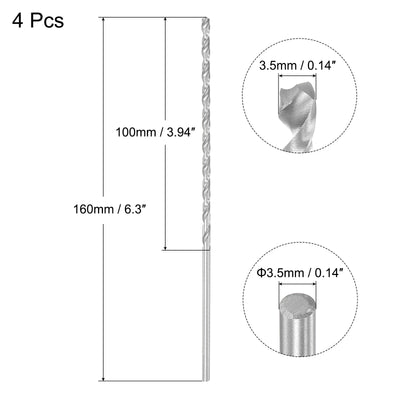 Harfington Uxcell 3.5mm Twist Drill Bits, High-Speed Steel Extra Long Drill Bit 160mm Length 4pcs