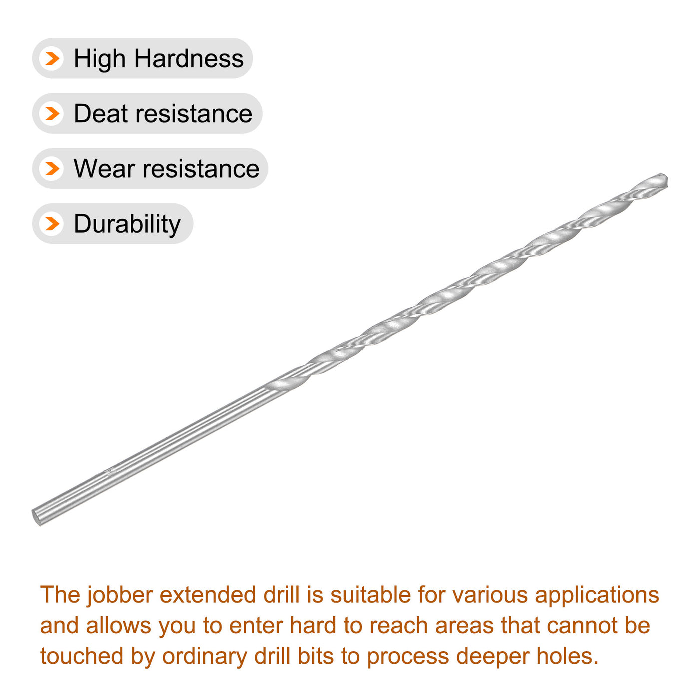 uxcell Uxcell 4mm Twist Drill Bits, High-Speed Steel Extra Long Drill Bit 160mm Length 4pcs