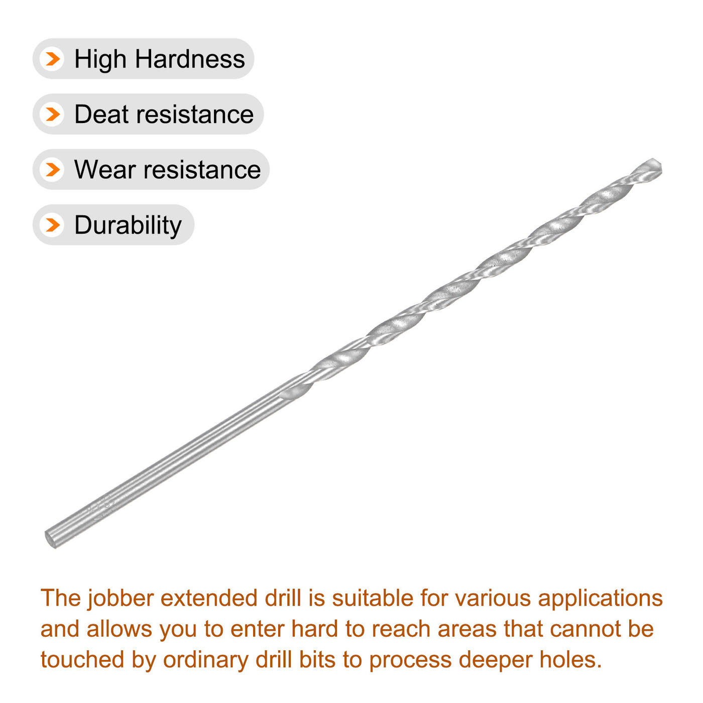 uxcell Uxcell 4.5mm Twist Drill Bits, High-Speed Steel Extra Long Drill Bit 160mm Length 4pcs