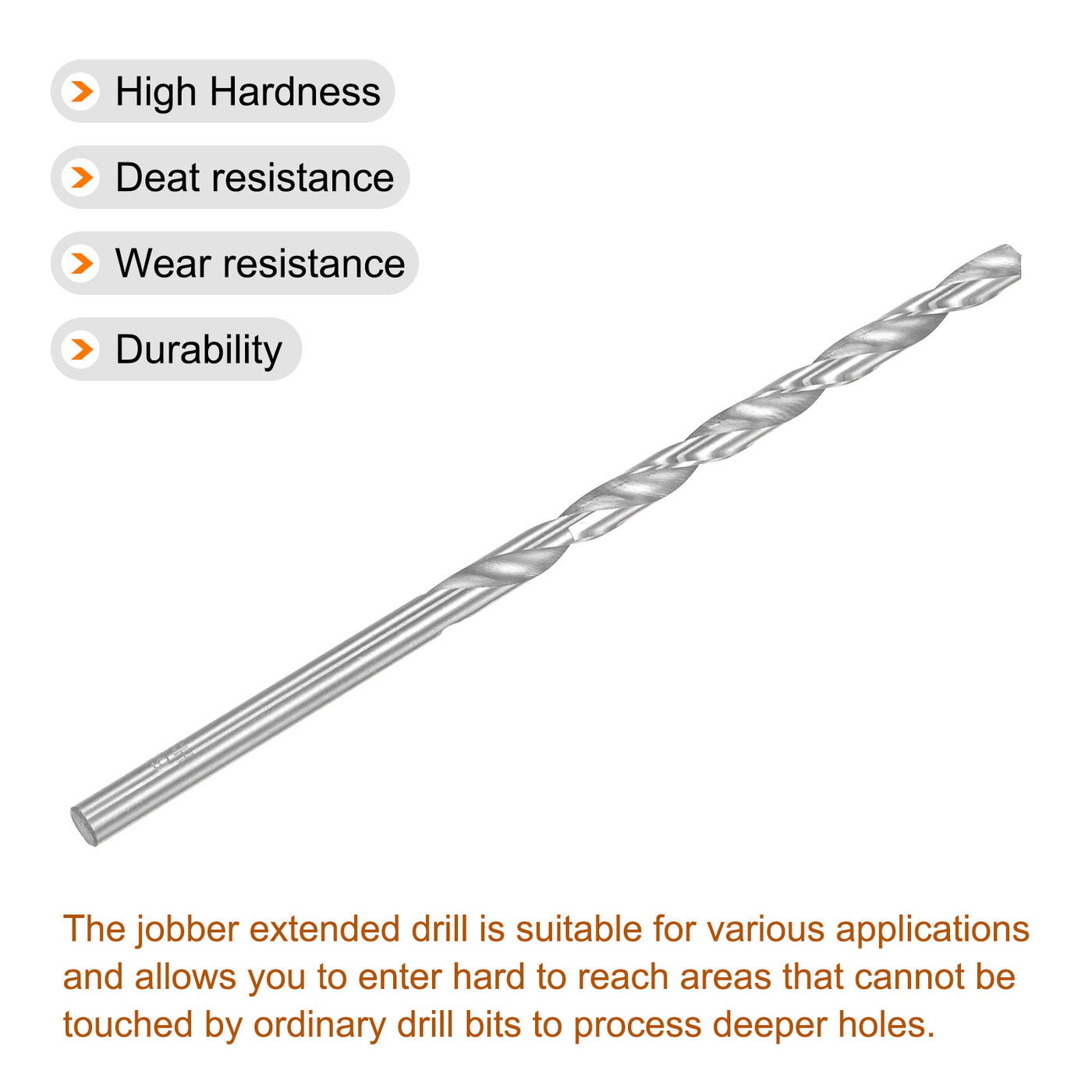 uxcell Uxcell 6.2mm Twist Drill Bits, High-Speed Steel Extra Long Drill Bit 160mm Length 4pcs