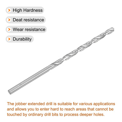 Harfington Uxcell 6.2mm Twist Drill Bits, High-Speed Steel Extra Long Drill Bit 160mm Length 4pcs