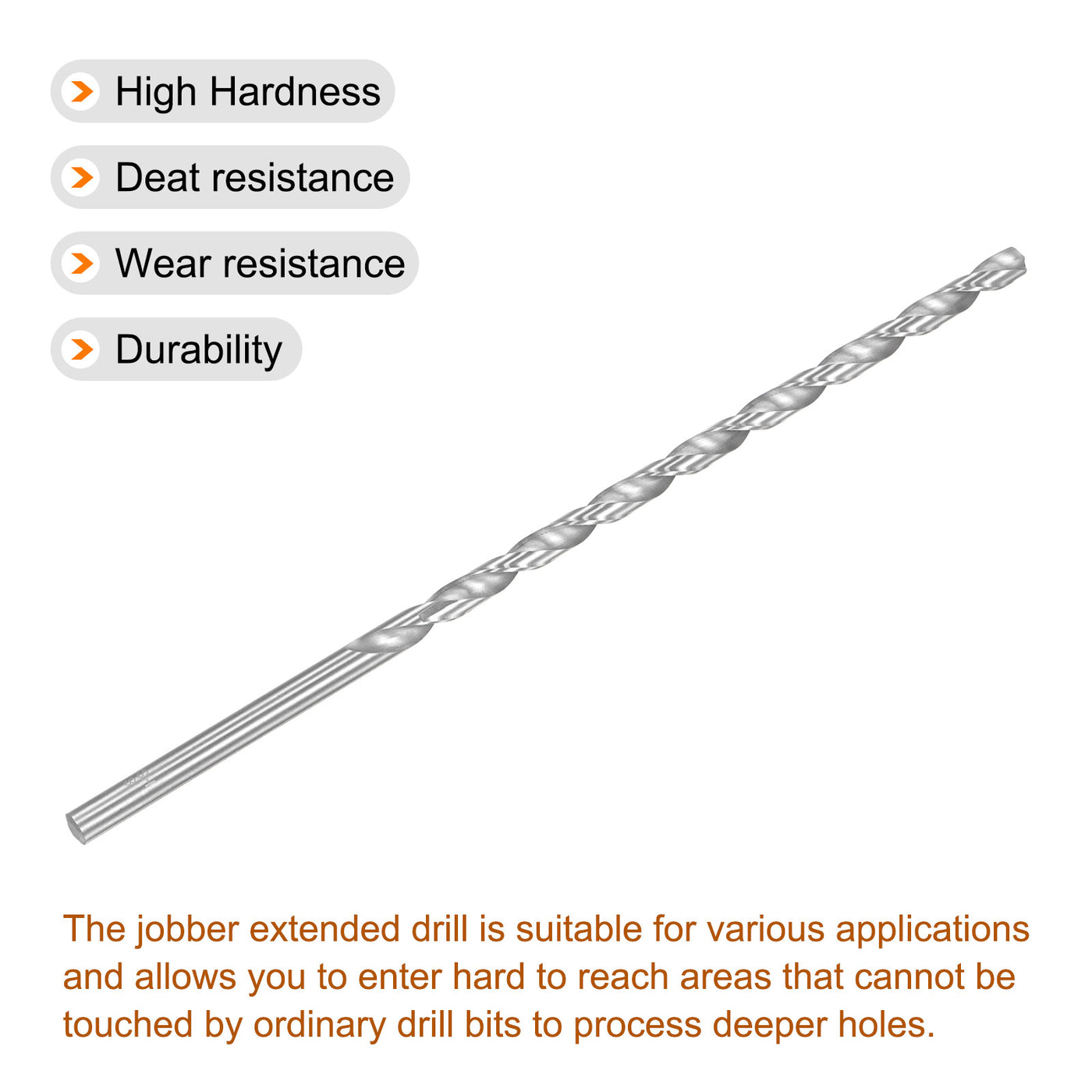 uxcell Uxcell 8mm Twist Drill Bits, High-Speed Steel Extra Long Drill Bit 250mm Length 4pcs