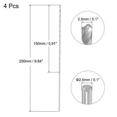 Harfington Uxcell 2.5mm Twist Drill Bits, High-Speed Steel Extra Long Drill Bit 250mm Length 4pcs