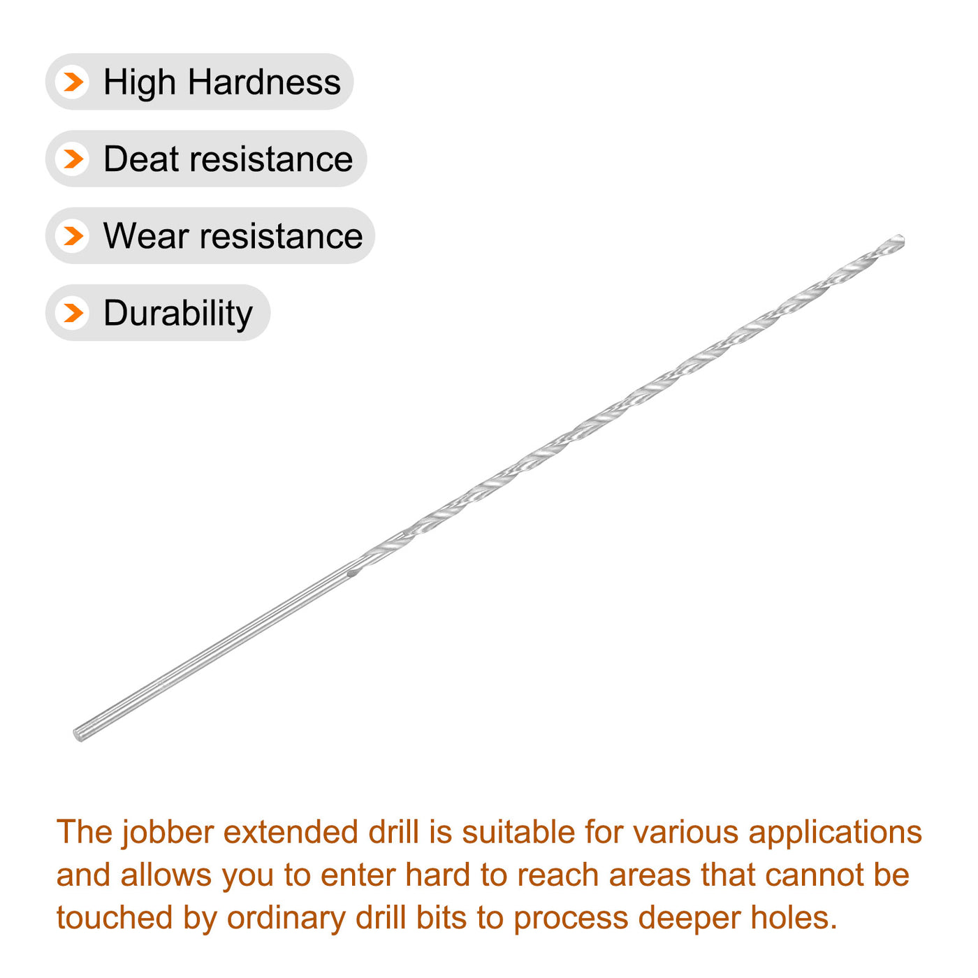 uxcell Uxcell 3mm Twist Drill Bits, High-Speed Steel Extra Long Drill Bit 250mm Length 4pcs