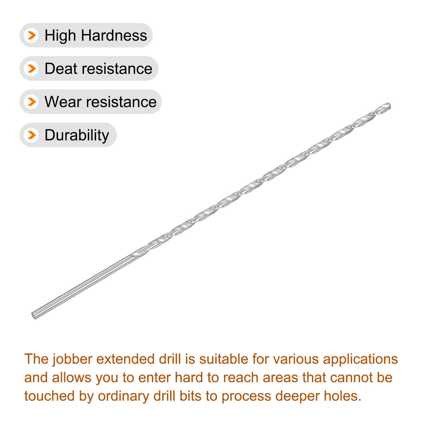 uxcell Uxcell 4mm Twist Drill Bits, High-Speed Steel Extra Long Drill Bit 250mm Length 4pcs