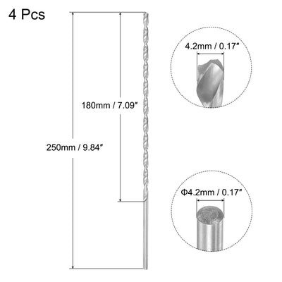 Harfington Uxcell 4.2mm Twist Drill Bits, High-Speed Steel Extra Long Drill Bit 250mm Length 4pcs