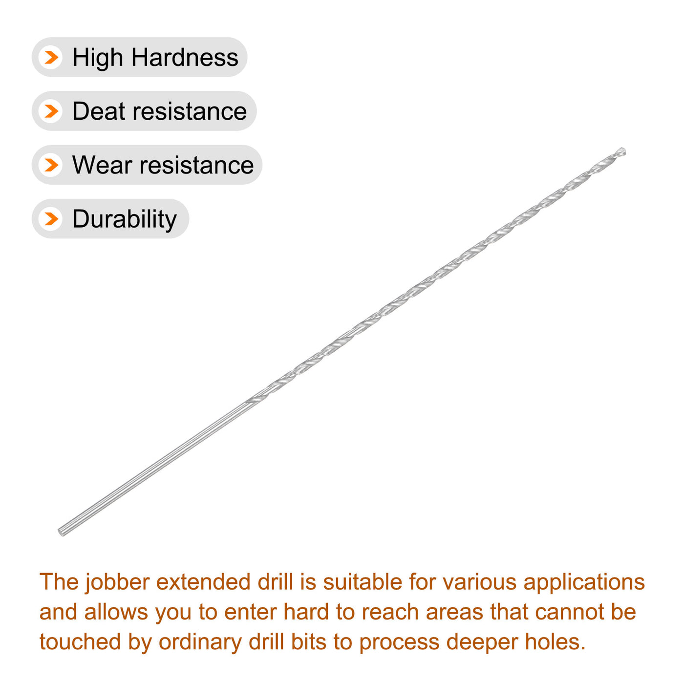 uxcell Uxcell 2.5mm Twist Drill Bits, High-Speed Steel Extra Long Drill Bit 300mm Length 4pcs