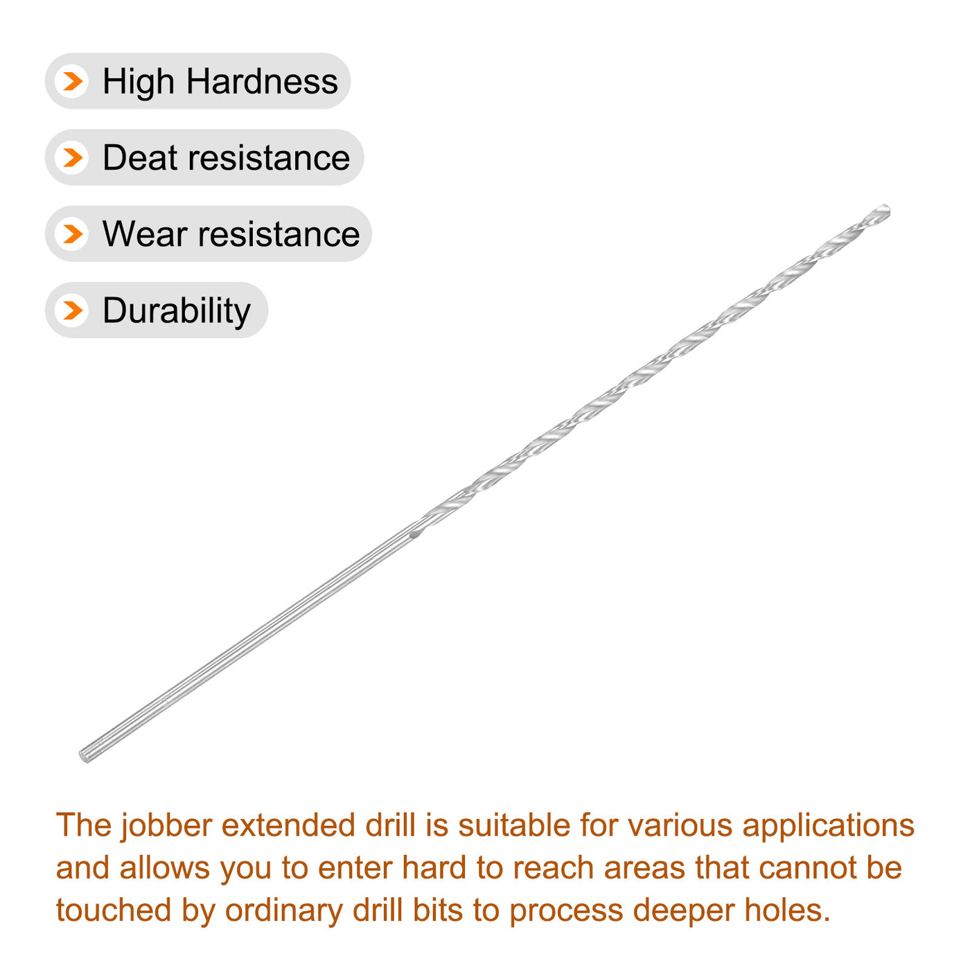 uxcell Uxcell 3mm Twist Drill Bits, High-Speed Steel Extra Long Drill Bit 300mm Length 4pcs