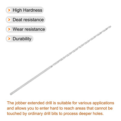 Harfington Uxcell 3mm Twist Drill Bits, High-Speed Steel Extra Long Drill Bit 300mm Length 4pcs