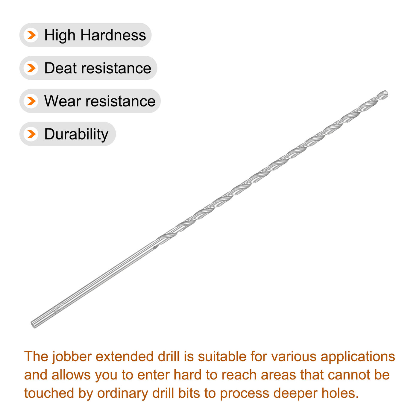 uxcell Uxcell 3.5mm Twist Drill Bits, High-Speed Steel Extra Long Drill Bit 300mm Length 4pcs