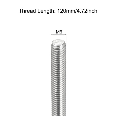 Harfington Vollgewindespindel M6 x 120mm 1mm Gewindesteigung 304 Edelstahl Rechtsgewinde Stangenstäbe 3er Pack