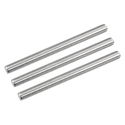 Harfington Fully Threaded Rod M8 x 100mm 1.25mm Pitch 304 Stainless Steel Right Hand 3pcs