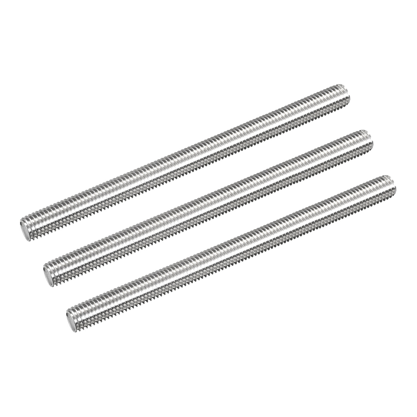 Harfington Fully Threaded Rod M10 x 140mm 1.5mm Pitch 304 Stainless Steel Right Hand 3pcs