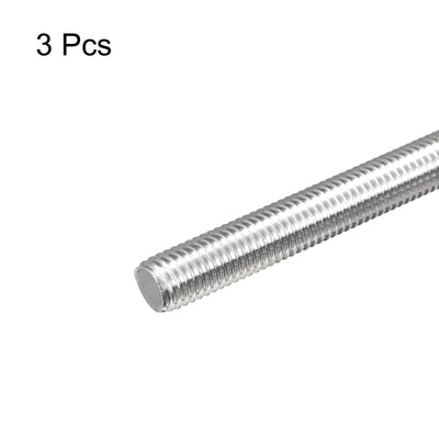 Harfington Fully Threaded Rod M12 x 100mm 1.75mm Pitch 304 Stainless Steel Right Hand 3pcs