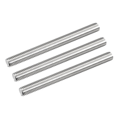 Harfington Fully Threaded Rod M12 x 130mm 1.75mm Pitch 304 Stainless Steel Right Hand 3pcs