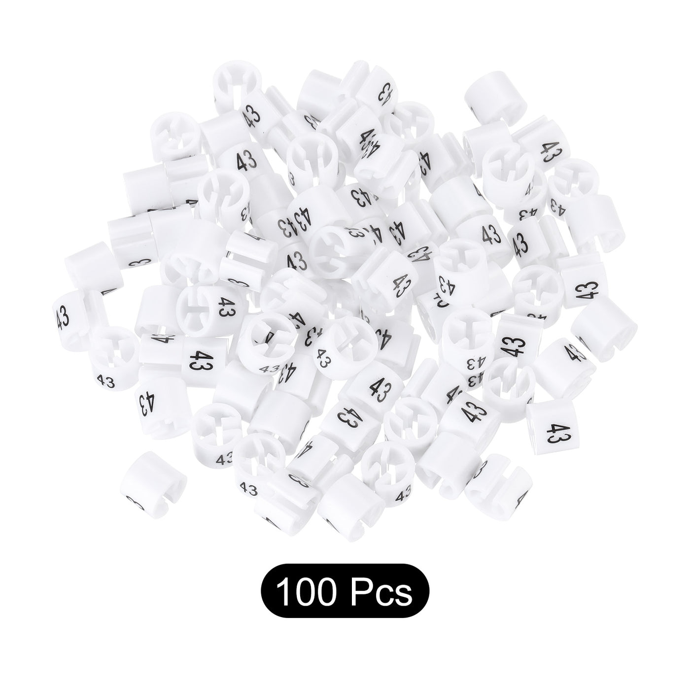 Harfington Clothes Hanger Marker Colored Hanger Sizer Garment Markers Tags (Number 43, White)for Garment Clothing Color Coding, Pack of 100 Pcs