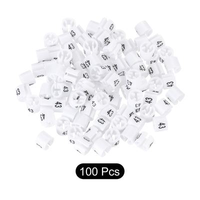 Harfington Clothes Hanger Marker Colored Hanger Sizer Garment Markers Tags (Number 43, White)for Garment Clothing Color Coding, Pack of 100 Pcs