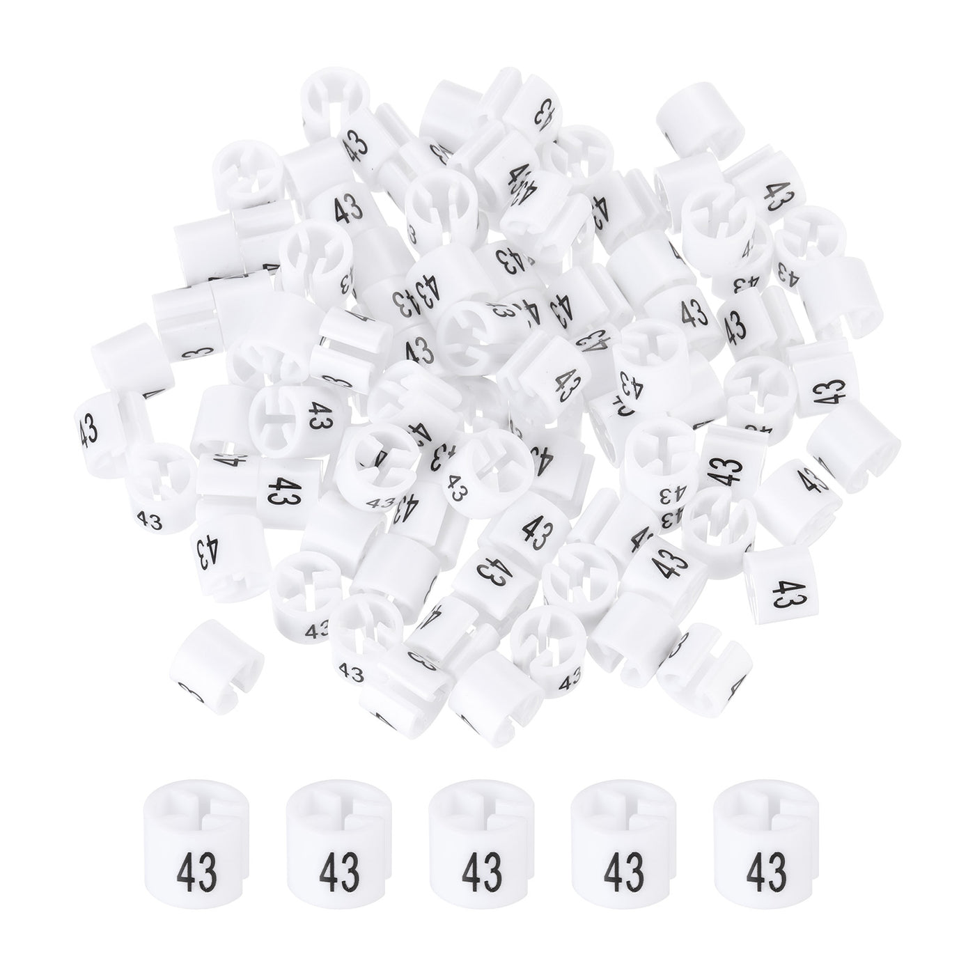 Harfington Clothes Hanger Marker Colored Hanger Sizer Garment Markers Tags (Number 43, White)for Garment Clothing Color Coding, Pack of 100 Pcs