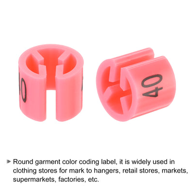 Harfington Clothes Hanger Marker Number 40 Tag Fit 3.5mm Rod Peach Pink for Garment Clothing Color Coding, Pack of 100