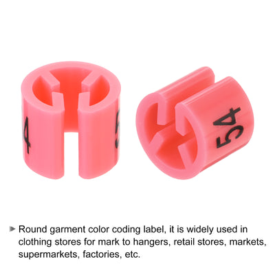 Harfington Clothes Hanger Marker Number 54 Tag Fit 3-5mm Rod Peach Pink for Garment Clothing Color Coding, Pack of 100