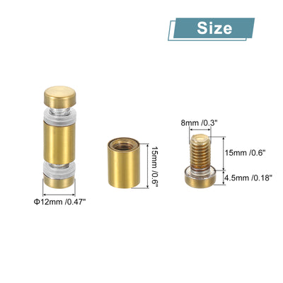 Harfington Uxcell 4Pcs Sign Standoff Screw, 1/2"x1" Stainless Steel Advertising Screw, Gold