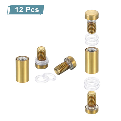 Harfington Uxcell 12Pcs Sign Standoff Screw, 1/2"x1.18" Stainless Steel Advertising Screw, Gold