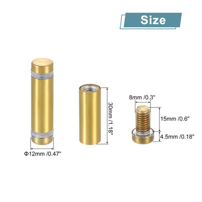 Harfington Uxcell 8Pcs Sign Standoff Screw, 1/2"x1.6" Stainless Steel Advertising Screw, Gold