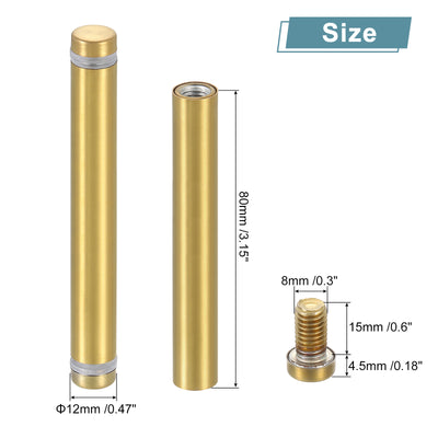 Harfington Uxcell 8Pcs Sign Standoff Screw, 1/2"x3.54" Stainless Steel Advertising Screw, Gold