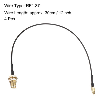 Harfington Uxcell 4Pcs MMCX Male to SMA Female Bulkhead Adapter 12inch RF1.37 Cable