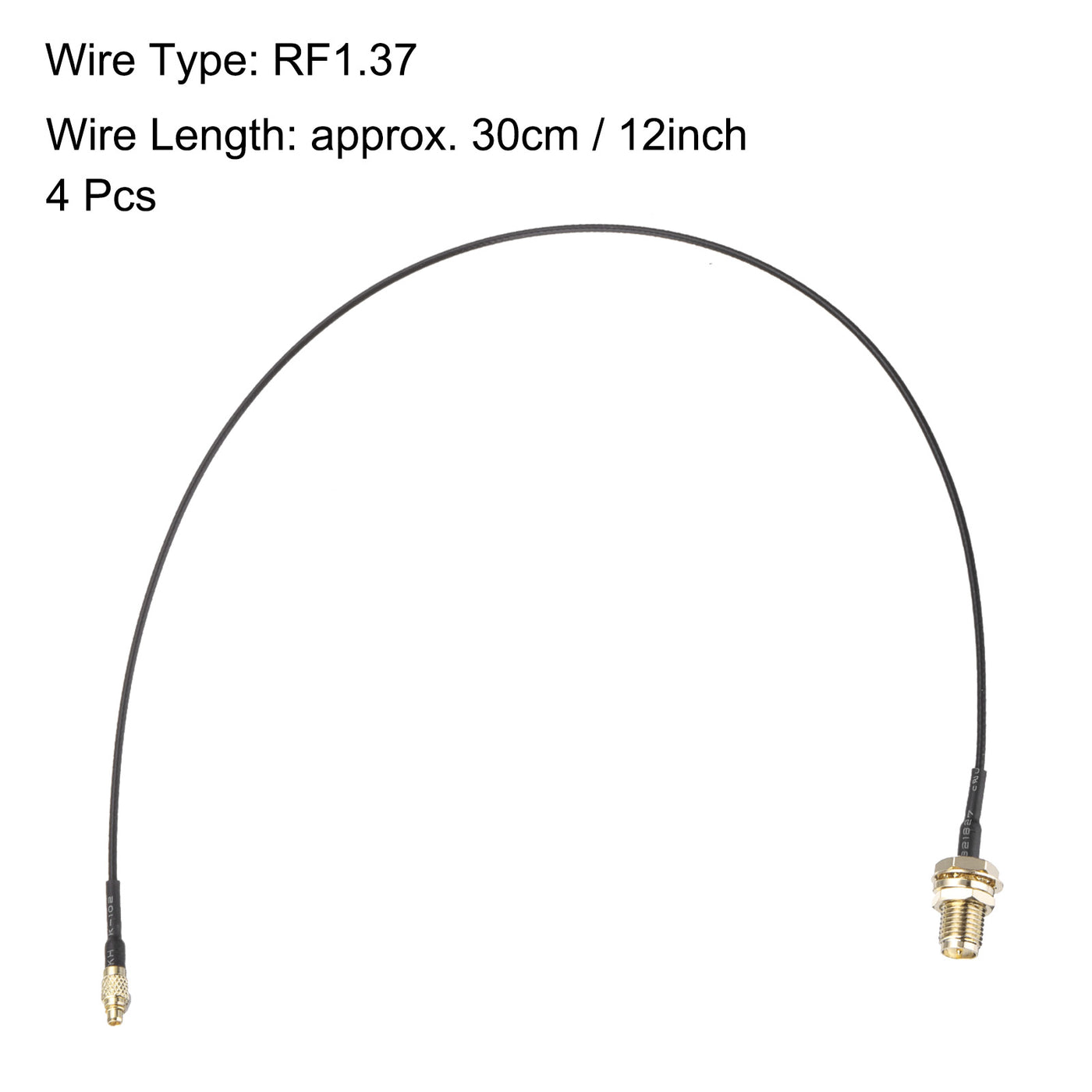 uxcell Uxcell 4Pcs MMCX Male to RP-SMA Female Bulkhead Adapter 12inch RF1.37 Cable