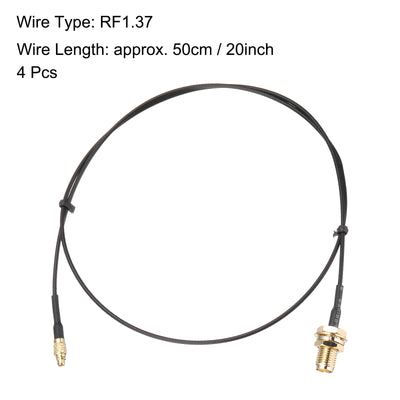 Harfington Uxcell 4Pcs MMCX Male to RP-SMA Female Bulkhead Adapter 20inch RF1.37 Cable