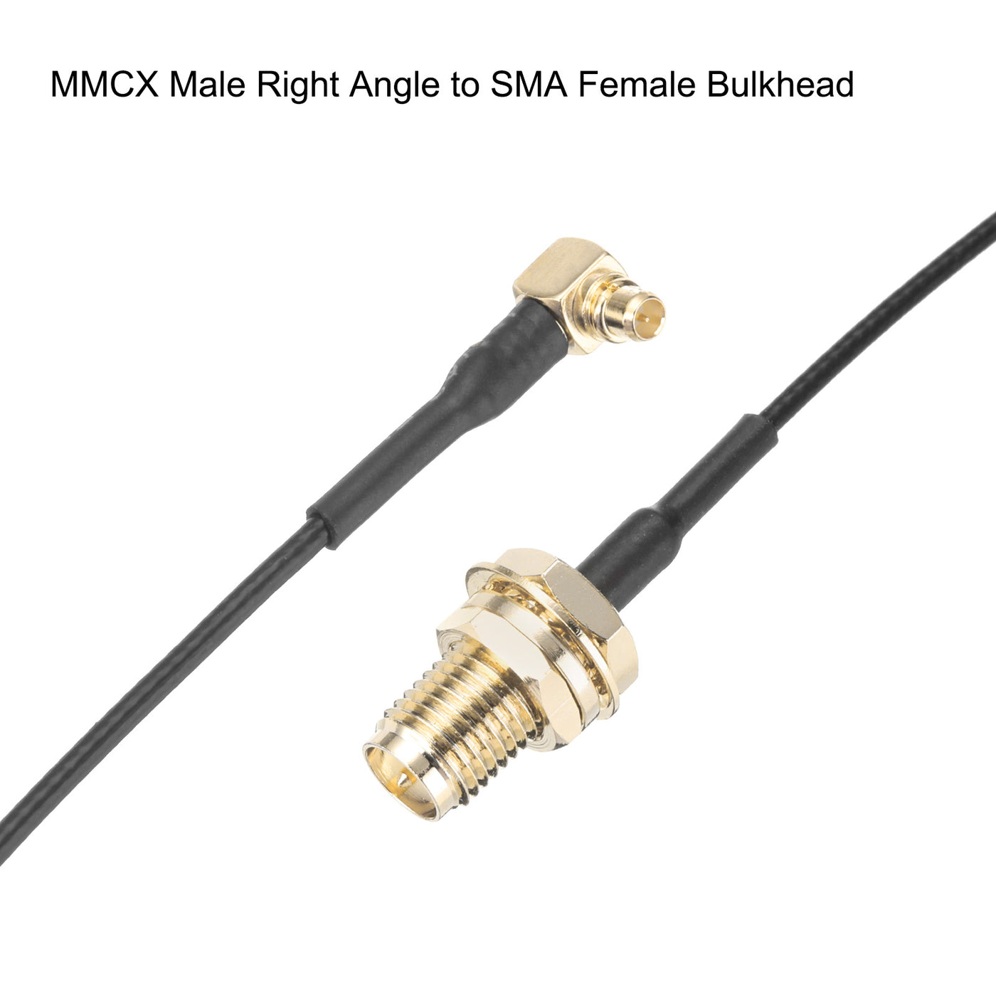 uxcell Uxcell MMCX Male Right Angle to SMA Female Bulkhead Adapter 39inch RF1.37 Cable