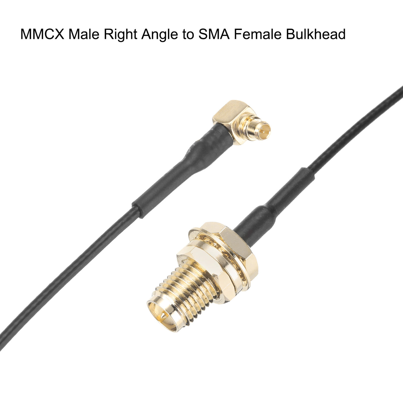 uxcell Uxcell 4Pcs MMCX Male Right Angle to SMA Female Bulkhead Adapter 2inch RF1.37 Cable