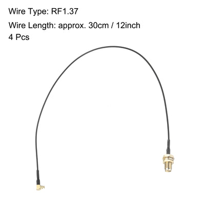 Harfington Uxcell 4Pcs MMCX Male Right Angle to SMA Female Bulkhead Adapter 12inch RF1.37 Cable