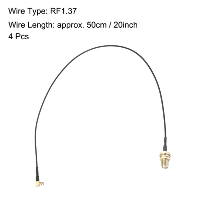 Harfington Uxcell 4Pcs MMCX Male Right Angle to SMA Female Bulkhead Adapter 20inch RF1.37 Cable