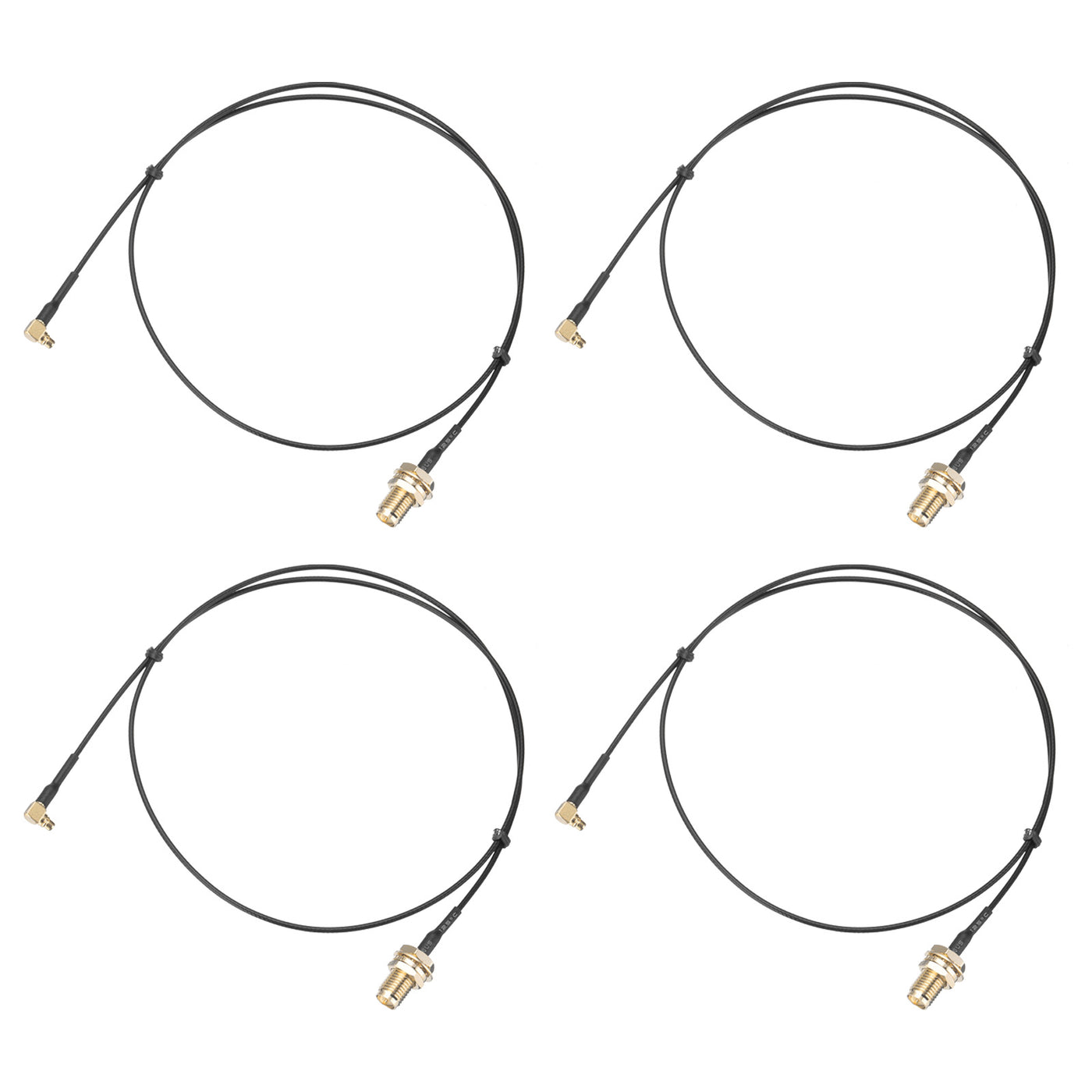 uxcell Uxcell 4Pcs MMCX Male Right Angle to SMA Female Bulkhead Adapter 59inch RF1.37 Cable