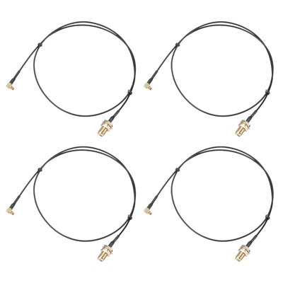 Harfington Uxcell 4Pcs MMCX Male Right Angle to SMA Female Bulkhead Adapter 59inch RF1.37 Cable