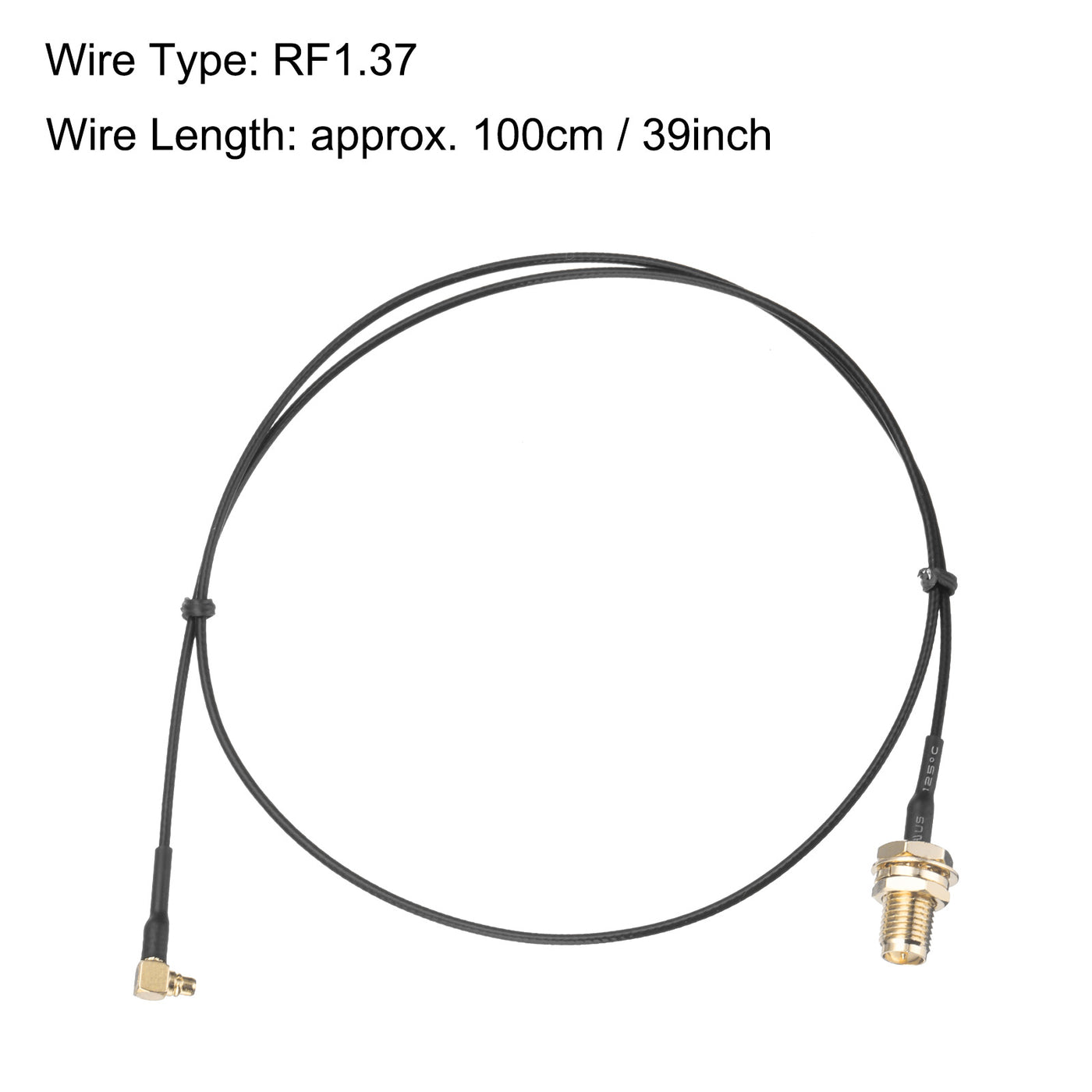 uxcell Uxcell MMCX Male Right Angle to RP-SMA Female Bulkhead Adapter 39inch RF1.37 Cable