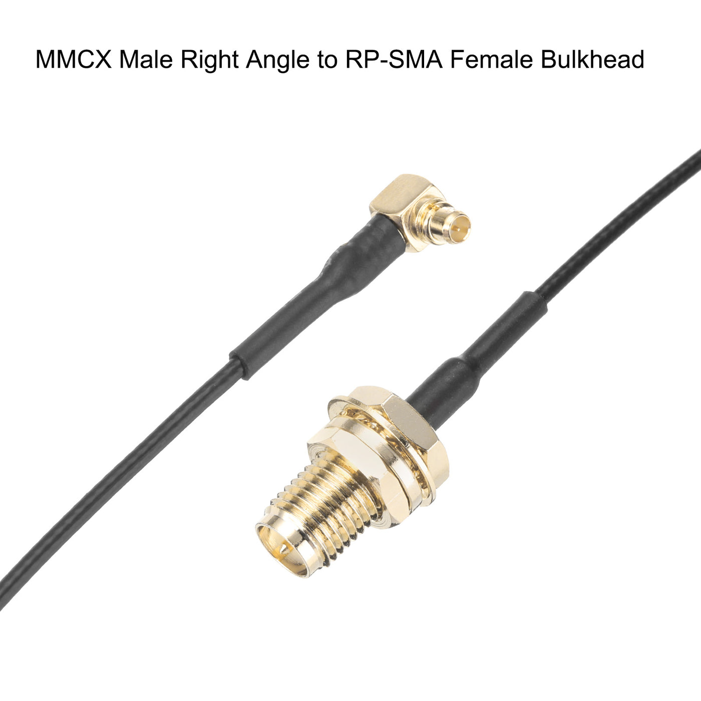 uxcell Uxcell 4Pcs MMCX Male Right Angle to RP-SMA Female Bulkhead Adapter 2inch RF1.37 Cable