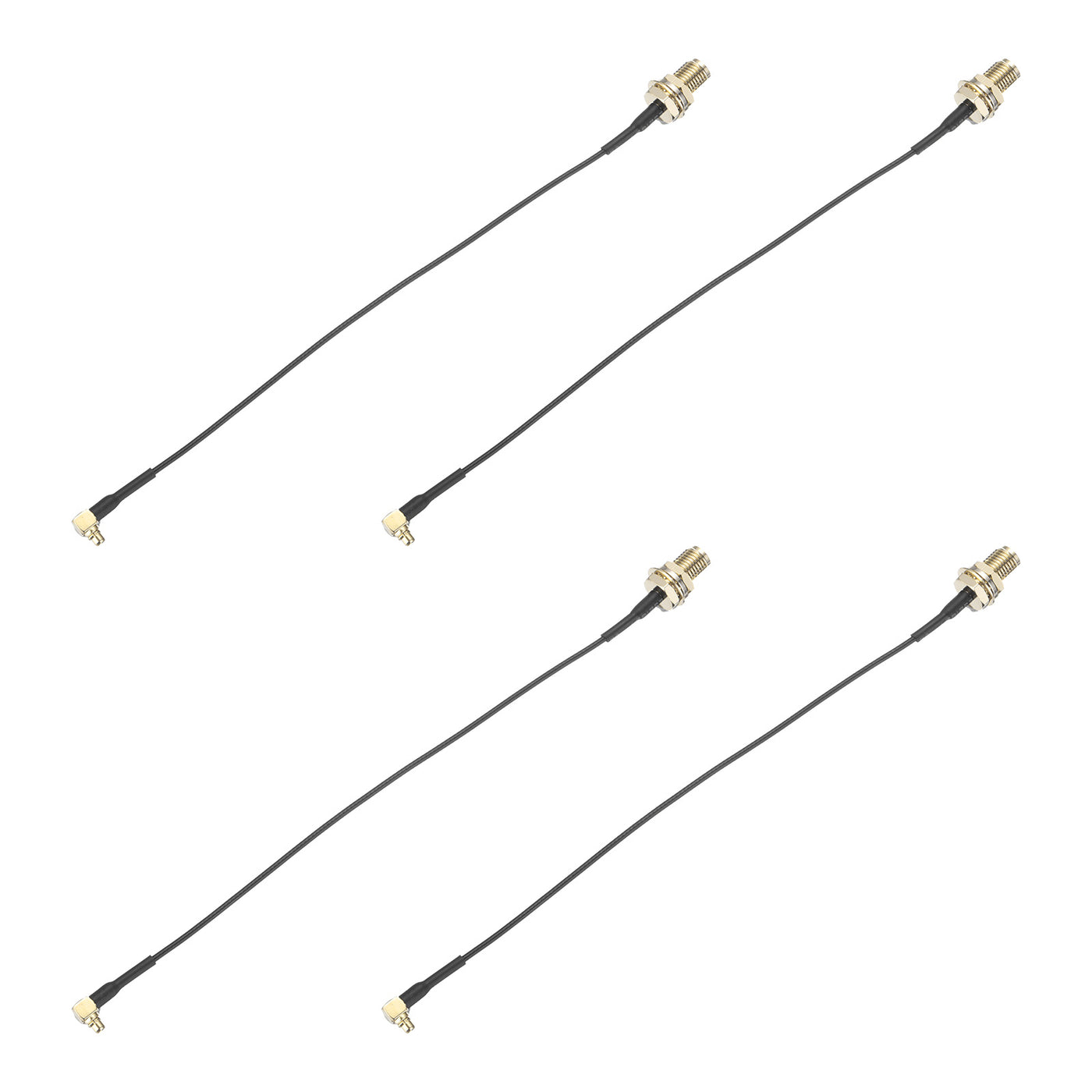 uxcell Uxcell 4Pcs MMCX Male Right Angle to RP-SMA Female Bulkhead Adapter 2inch RF1.37 Cable