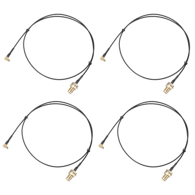 Harfington Uxcell 4Pcs MMCX Male Right Angle to RP-SMA Female Bulkhead Adapter 39inch RF1.37 Cable