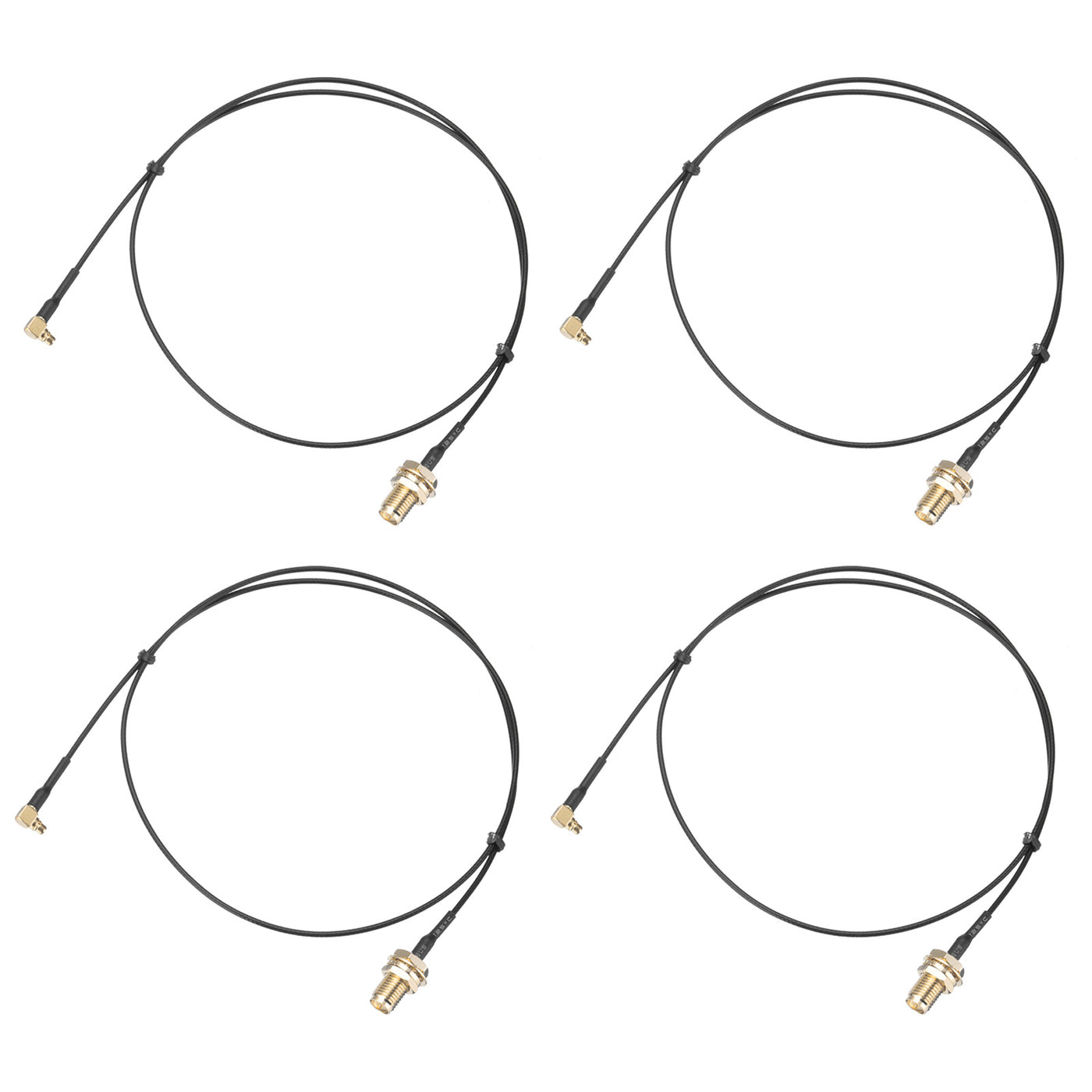 uxcell Uxcell 4Pcs MMCX Male Right Angle to RP-SMA Female Bulkhead Adapter 79inch RF1.37 Cable