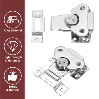 Harfington Uxcell 2Pcs Butterfly Twist Latch, 2.83" Alloy Spring Twist Latch, Chrome Silver