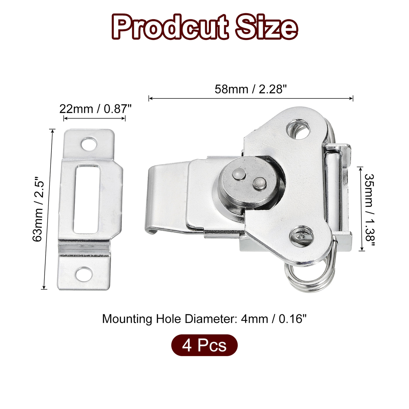 uxcell Uxcell 4Pcs Butterfly Twist Latch, 2.8" Alloy Spring Twist Latch, Silver