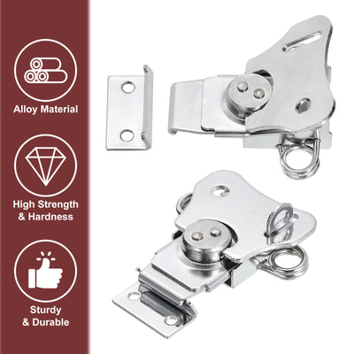 Harfington Uxcell 2Pcs Butterfly Twist Latch, 3" Alloy Spring Twist Latch, Silver